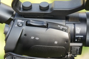 The handgrip on the Sony PXW-X70
